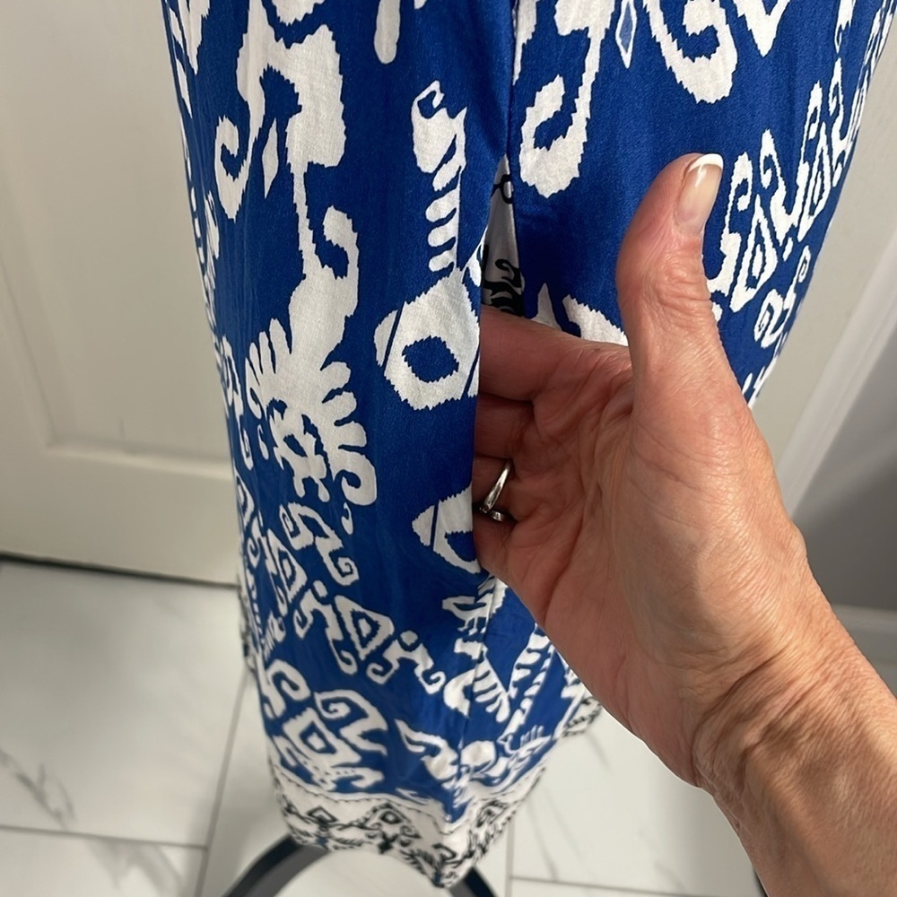 Papillon Blue and White Sleeveless Shift Dress Size S - Picture 8 of 13